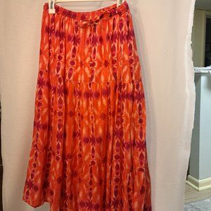 Jane Ashley Orange/Pink Tie Dye Flowey Skirt XLP